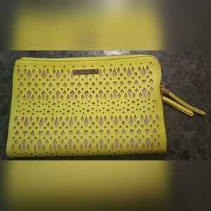 Jewell By Thirty One 31 Vibrant Yellow Cutout Clutch
